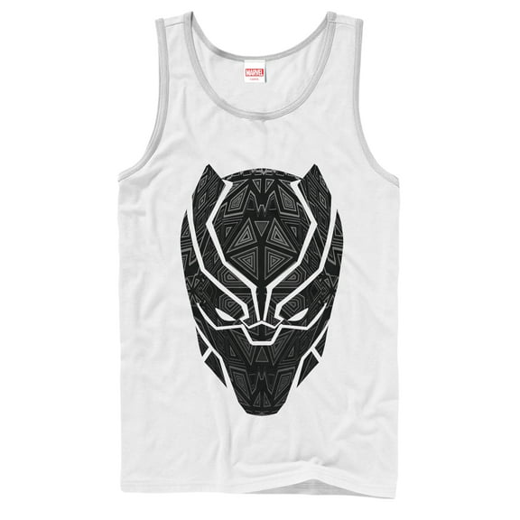 Men's Marvel Black Panther Ornate Mask  Tank Top White Large