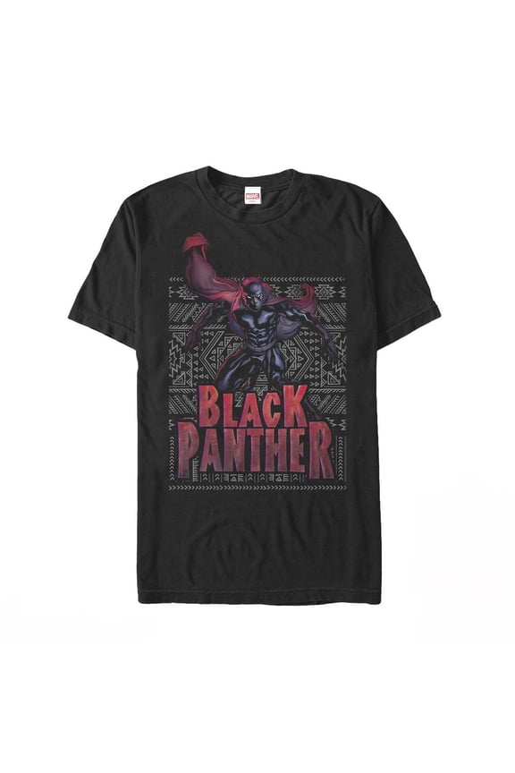 Men's Marvel Black Panther Ornate Pattern Graphic Tee Black 3X Large