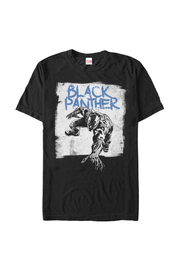 Men's Marvel Black Panther Paint Print Graphic Tee Black 2X Large