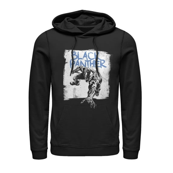Men's Marvel Black Panther Paint Print Pull Over Hoodie Black X Large