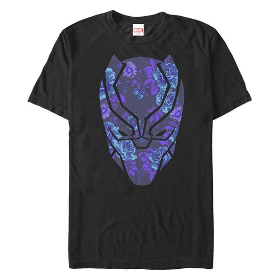 Men's Marvel: Black Panther Purple Floral Panther  Graphic T-Shirt