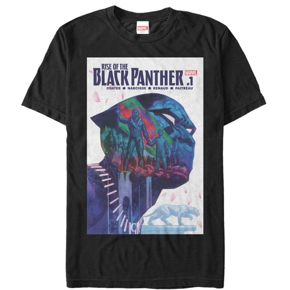 Men's Marvel Black Panther Rise of Comic Book Cover Graphic Tee Black 4X Large