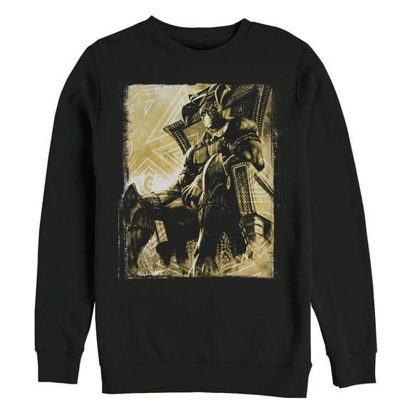 Men's Marvel Black Panther Throne  Sweatshirt Black Large