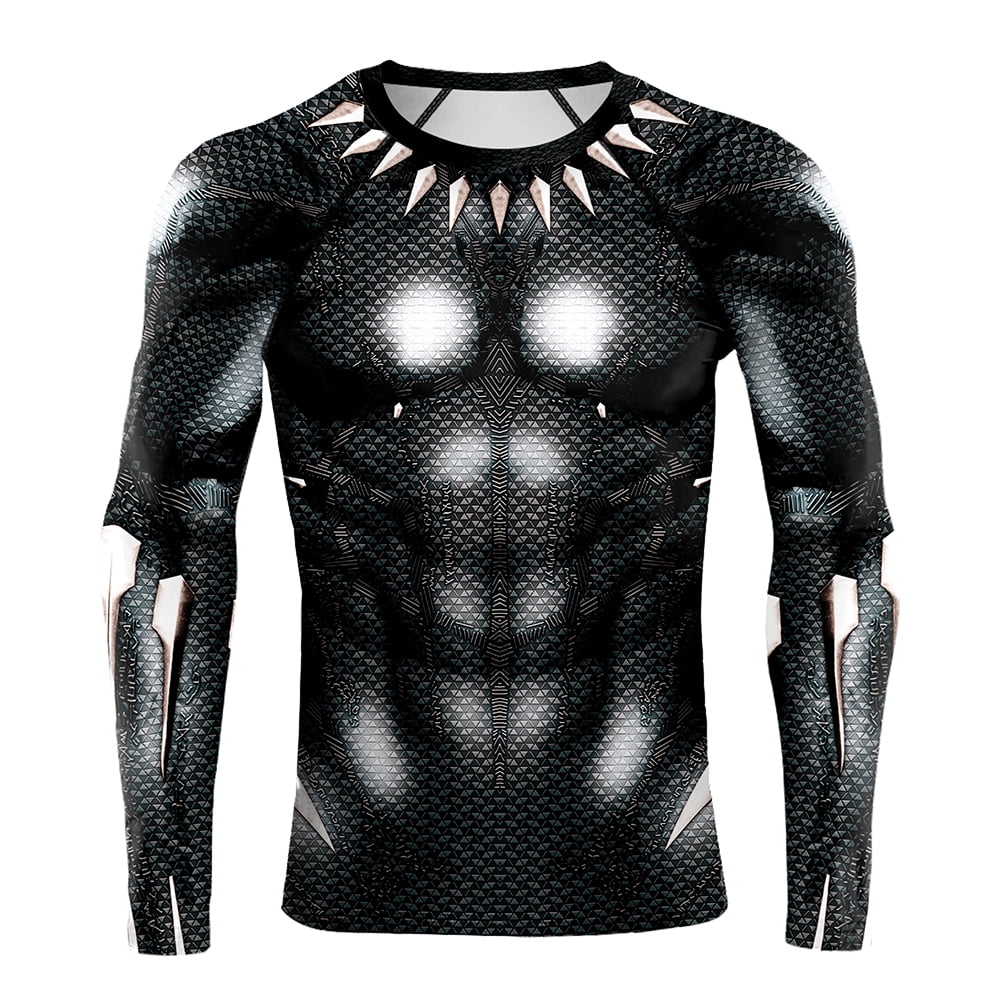 Men's Marvel Black Panther Tight T-Shirt Long Sleeve Slim Fit O
