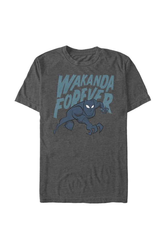 Men's Marvel Black Panther Wakanda Forever Graphic Tee Charcoal Heather Large