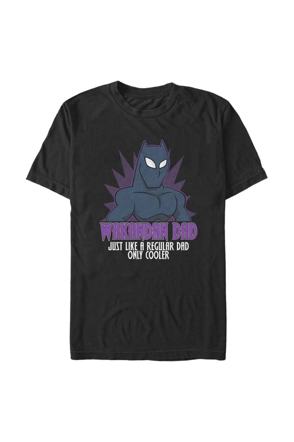 Men's Marvel Black Panther Wakandan Dad Just Like a Regular Dad Only Cooler  Graphic Tee Black Large