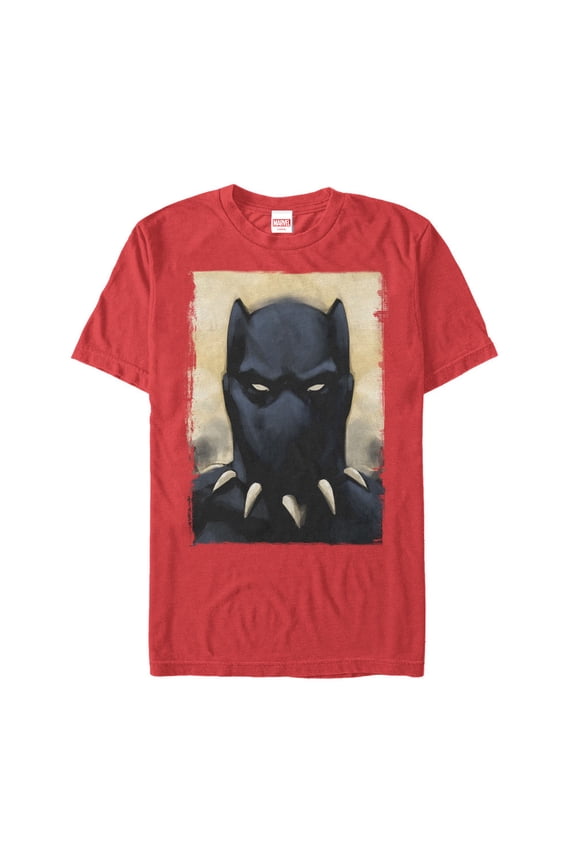 Men's Marvel Black Panther Watercolor Print Graphic Tee Red Medium