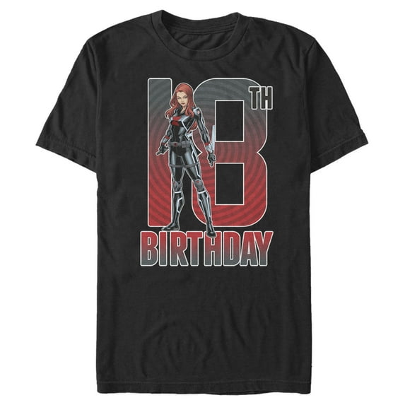 Men's Marvel Black Widow 18th Birthday Graphic Tee Black 3X Large
