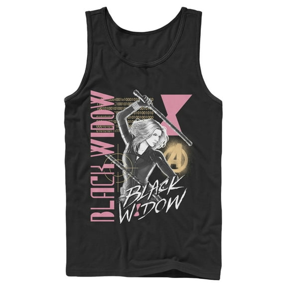 Men's Marvel Black Widow Binary Code  Tank Top Black X Large