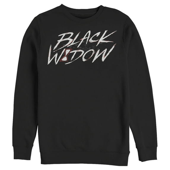 Men's Marvel Black Widow Chalk Logo Sweatshirt Black 2X Large