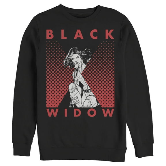 Men's Marvel Black Widow Gradient Pose Sweatshirt Black Small