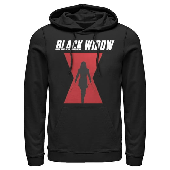 Men's Marvel Black Widow Hourglass Silhouette  Pull Over Hoodie Black Large