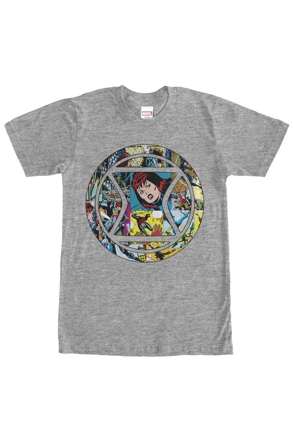 Men's Marvel Black Widow Mosaic  Graphic Tee Athletic Heather Large