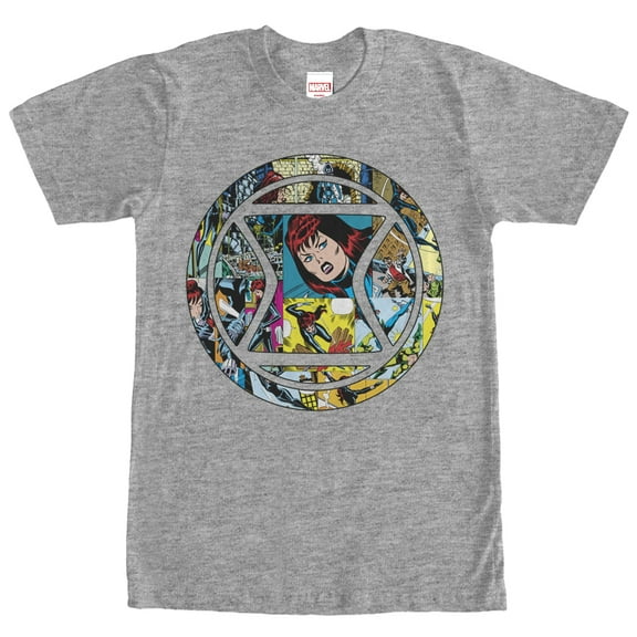 Men's Marvel Black Widow Mosaic Graphic Tee Athletic Heather Large