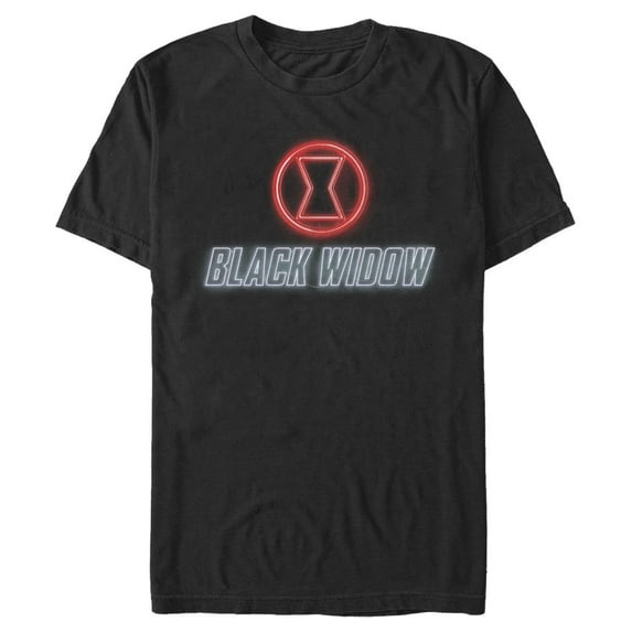 Men's Marvel Black Widow Neon Hourglass Graphic Tee Black Medium