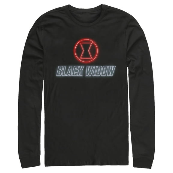 Men's Marvel Black Widow Neon Hourglass  Long Sleeve Shirt Black Large