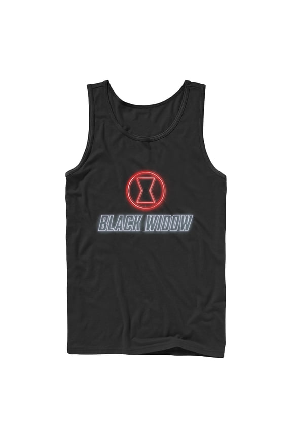 Men's Marvel Black Widow Neon Hourglass Tank Top Black 2X Large