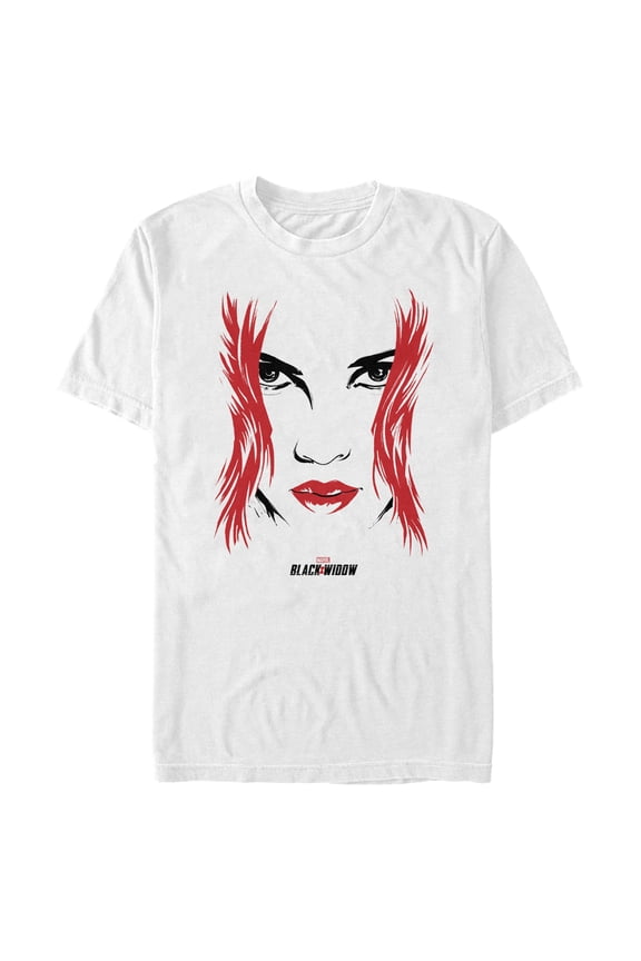 Men's Marvel Black Widow Painted 80's Face Graphic Tee White Large