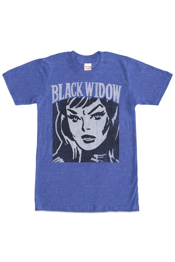 Men's Marvel Black Widow Portrait Graphic Tee Royal Blue Heather Large