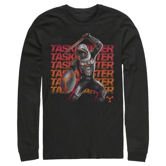 Men's Marvel Black Widow Taskmaster Battle Long Sleeve Shirt Black Small