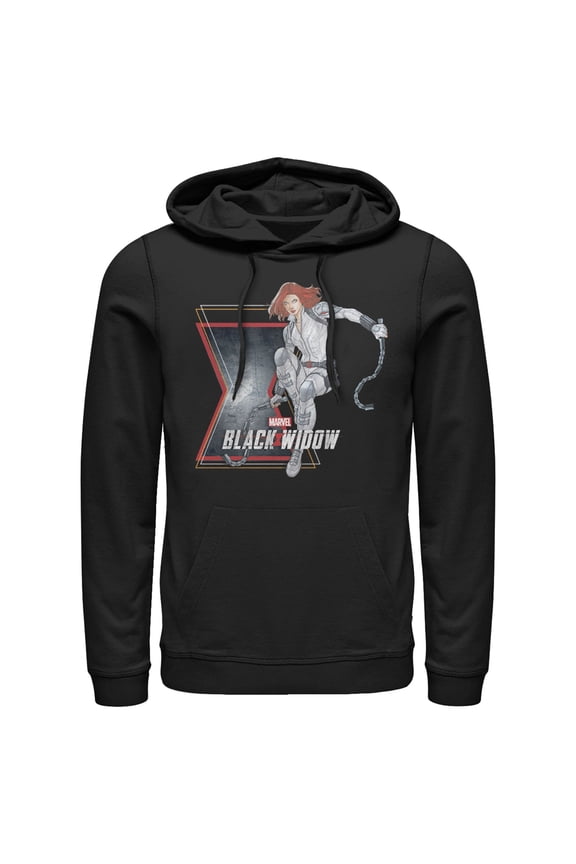 Men's Marvel Black Widow Vintage Pose Pull Over Hoodie Black X Large