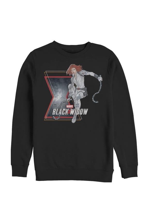 Men's Marvel Black Widow Vintage Pose Sweatshirt Black Small