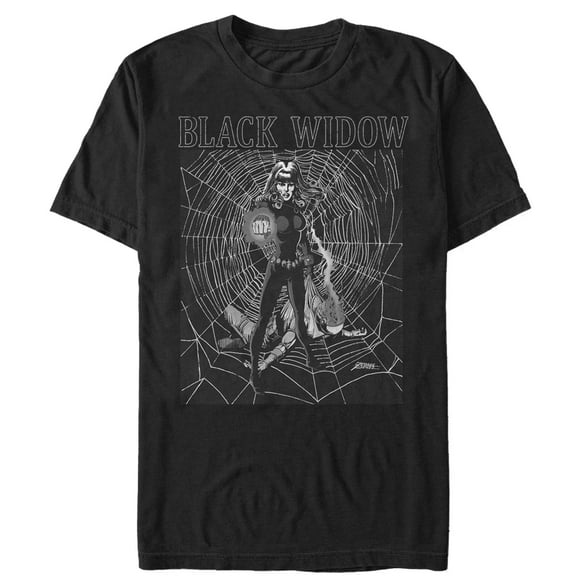 Men's Marvel Black Widow Web  Graphic Tee Black Small