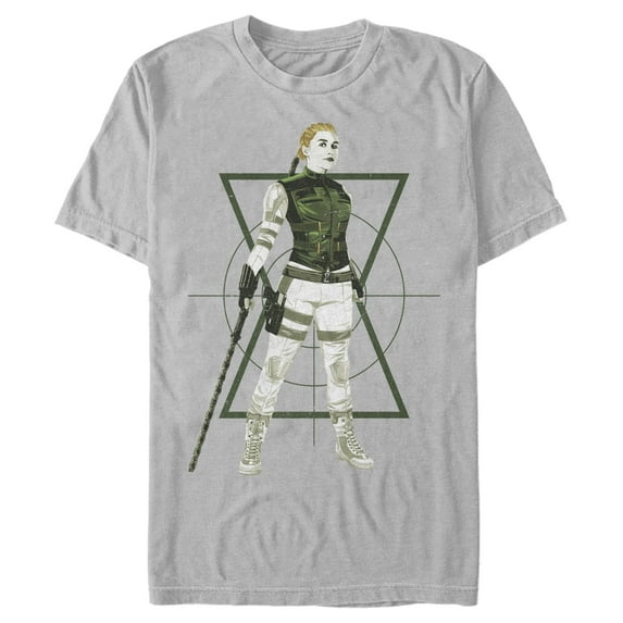 Men's Marvel Black Widow Yelena Target Graphic Tee Silver 2X Large