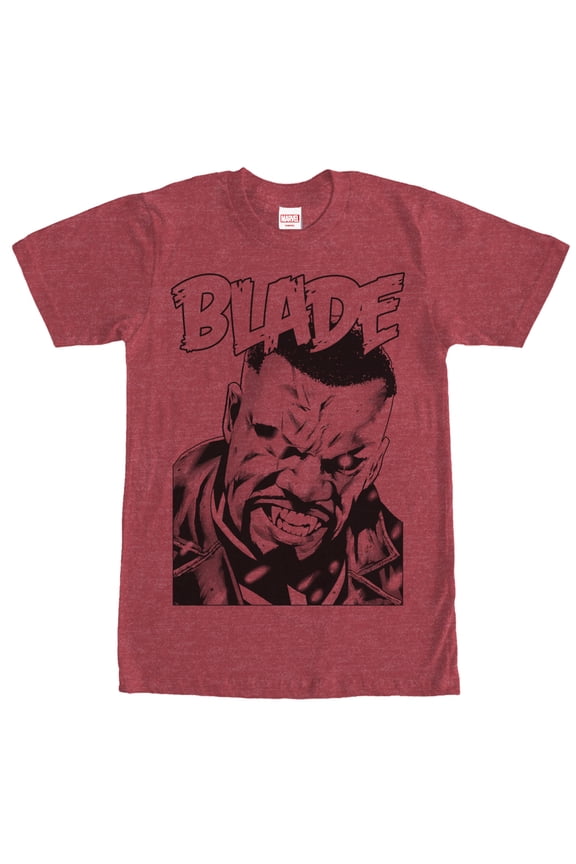 Men's Marvel Blade Vampire Hunter Portrait Graphic Tee Red Heather Large
