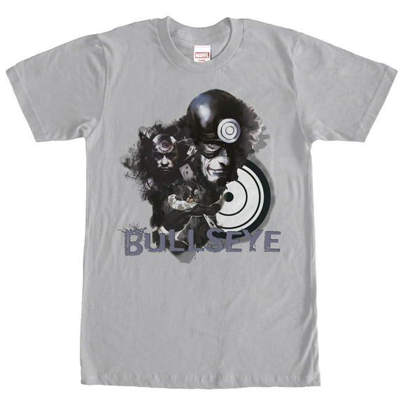 Men's Marvel Bullseye Ink Stain Graphic Tee Silver Medium