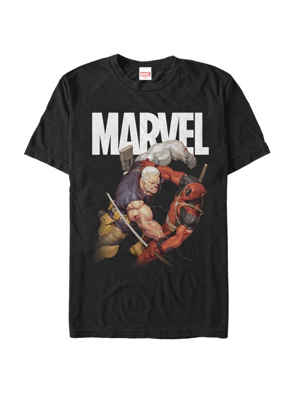Men's Marvel Cable & Deadpool Battle Graphic Tee Black Small