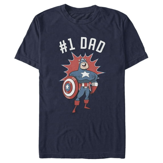Men's Marvel Captain America #1 Dad Graphic Tee Navy Blue 2X Large