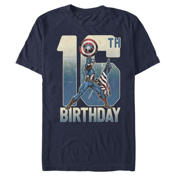 Men's Marvel Captain America 16th Birthday Graphic Tee Navy Blue X Large