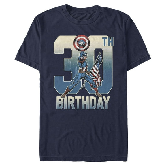 Men's Marvel Captain America 30th Birthday  Graphic Tee Navy Blue Medium