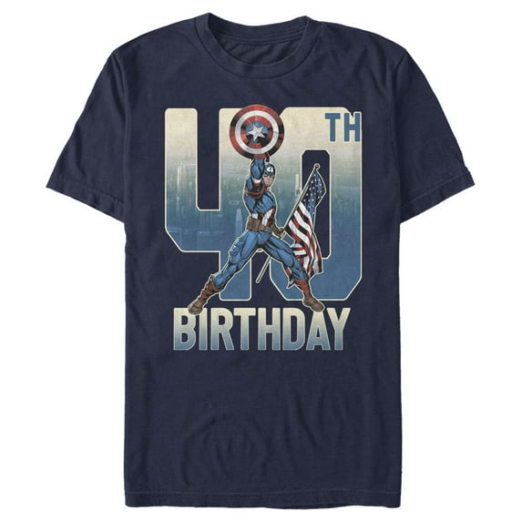 Men's Marvel Captain America 40th Birthday Graphic Tee Navy Blue Medium