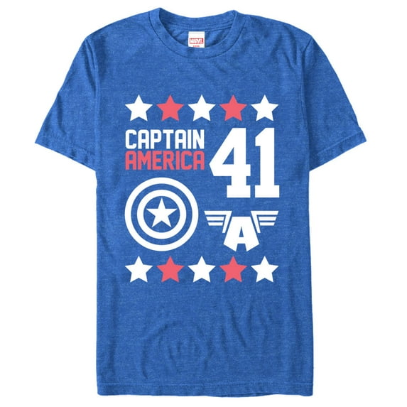 Men's Marvel Captain America 41 Graphic Tee Royal Blue Heather Large