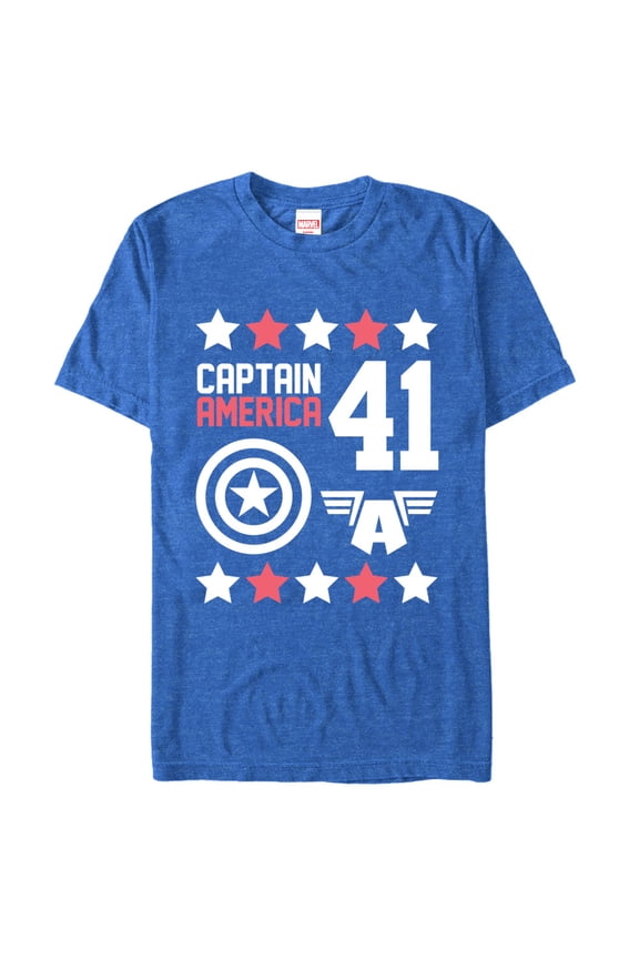 Men's Marvel Captain America 41 Graphic Tee Royal Blue Heather Small