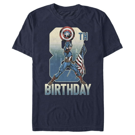 Men's Marvel Captain America 8th Birthday Graphic Tee Navy Blue Small