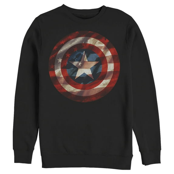 Men's Marvel Captain America Avengers Shield Flag Sweatshirt Black X Large