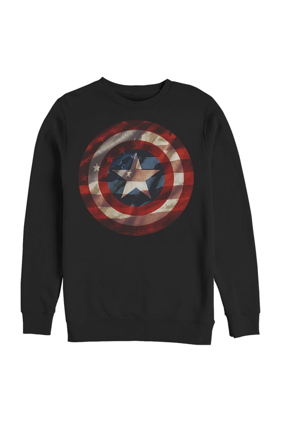 Men's Marvel Captain America Avengers Shield Flag Sweatshirt Black X Large