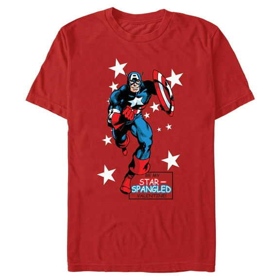 Men's Marvel Captain America Be My Star-Spangled Valentine  Graphic T-Shirt