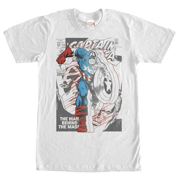 Men's Marvel Captain America Behind the Mask  Graphic Tee White X Large