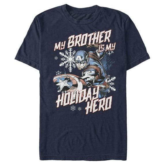 Men's Marvel Captain America Brother Holiday Hero Graphic Tee Navy Blue 2X Large