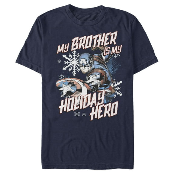 Men's Marvel Captain America Brother Holiday Hero  Graphic Tee Navy Blue Large