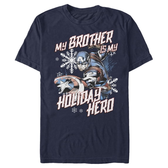Men's Marvel Captain America Brother Holiday Hero Graphic Tee Navy Blue X Large