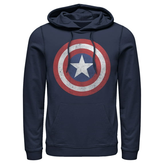 Men's Marvel Captain America Classic Shield Pull Over Hoodie Navy Blue X Large