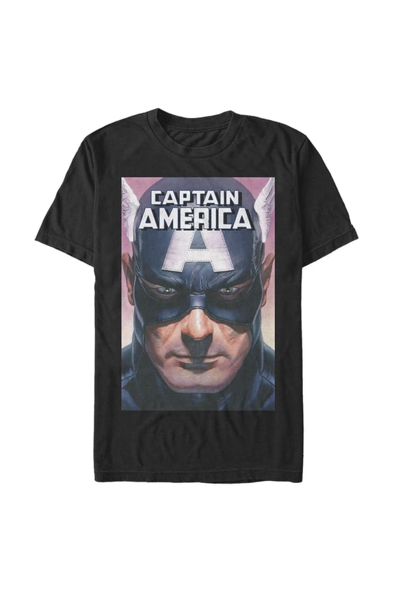 Men's Marvel Captain America Close-Up Graphic Tee Black Small