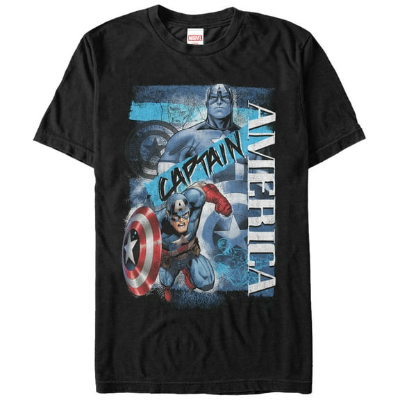 Men's Marvel Captain America  Collage  Graphic Tee Black 2X Large