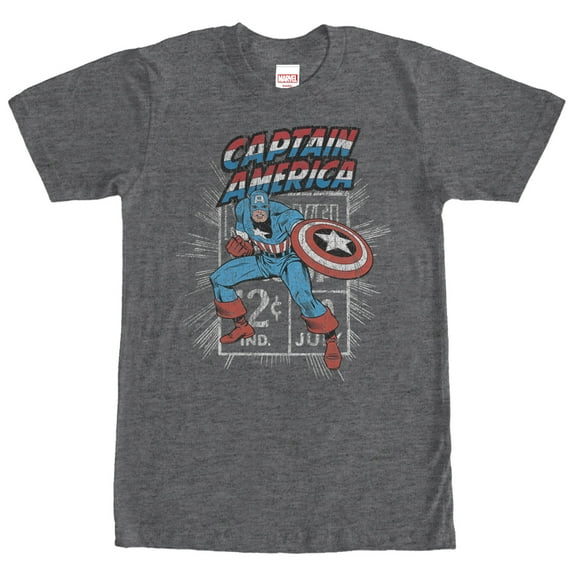 Men's Marvel Captain America Comic Book Cent Graphic Tee Charcoal Heather 2X Large