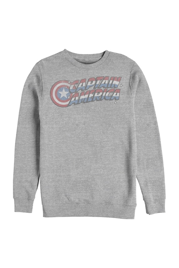 Men's Marvel Captain America Faded Logo Sweatshirt Athletic Heather Medium